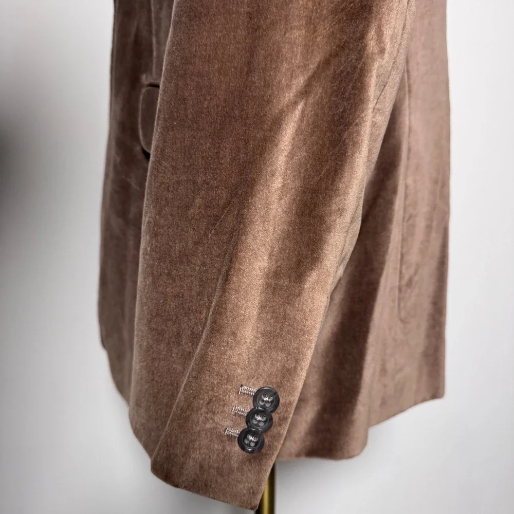 Banana‎ Republic Blazer Mens 44R Brown Solid Cotton Velvet Two-Button Sport Coat